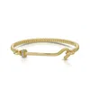 Nancy Newberg Gold Hook Bangle Bracelet In Yellow Gold,white Diamonds