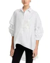 Nancy Yang Beaded Puffed Sleeve Top In White