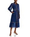 Nancy Yang Contrast Trim Shirt Dress In Navy