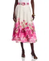 Nancy Yang Floral Button Down Skirt In Multi