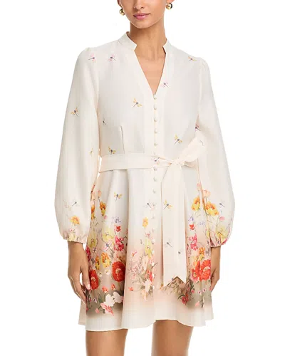 Nancy Yang Floral Button Front Dress In White