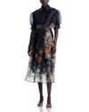 Nancy Yang Floral Print Button Front Dress In Black