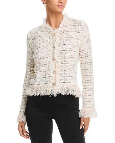 Nancy Yang Fringe Cardigan Top In White