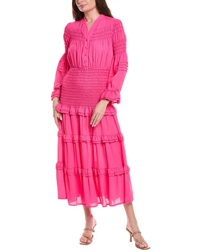 Nancy Yang Long Sleeve Maxi Dress In Pink