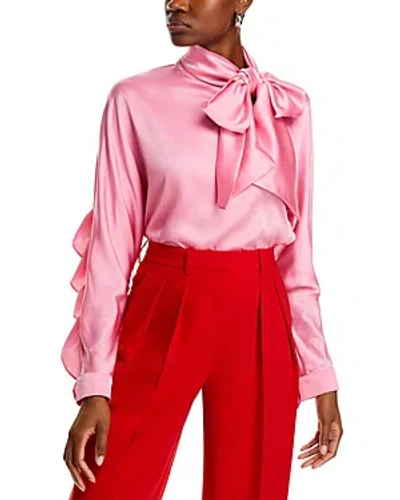 Nancy Yang Long Sleeve Ruffled Blouse In Pink