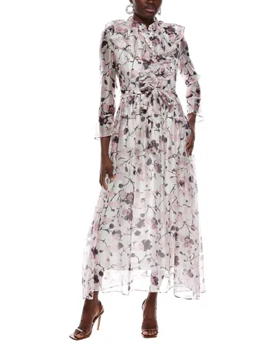 Nancy Yang Long Sleeves Maxi Dress In Multi