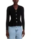 Nancy Yang Peplum Cardigan In Black