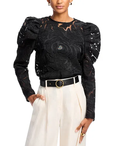 Nancy Yang Puff Shoulder Top In Black