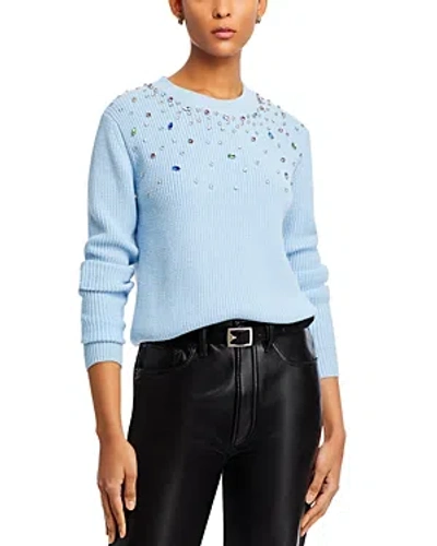 Nancy Yang Rhinestone Embellished Pullover Sweater In Blue
