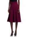 Nancy Yang Rib A Line Midi Skirt In Burgundy
