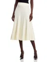 Nancy Yang Rib A Line Midi Skirt In White