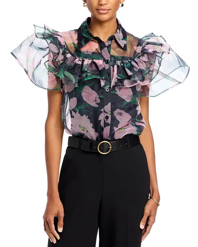 Nancy Yang Ruffle Trim Blouse In Rose