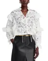 Nancy Yang Ruffle Trim Lace Blouse