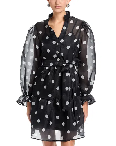 Nancy Yang Sheer Puff Sleeve Midi Dress In Blue