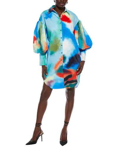 Nancy Yang Shirtdress In Blue