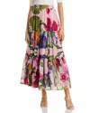 Nancy Yang Tiered Floral Print Skirt In Multi