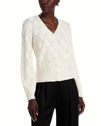 Nancy Yang V Neck Cardigan Sweater In White