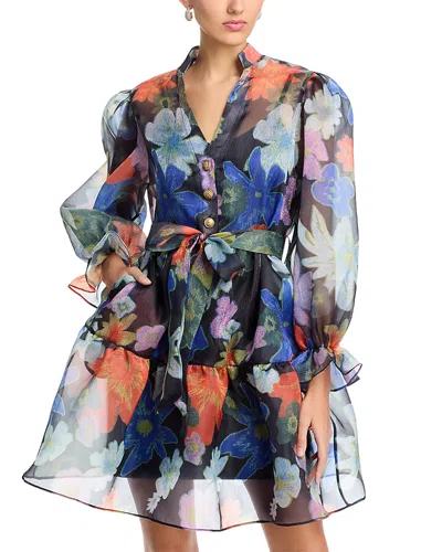 Nancy Yang V Neck Tiered Dress In Multi