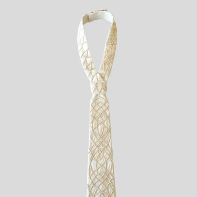 Nandanie Ivory Pearl Classic Necktie In Neutral