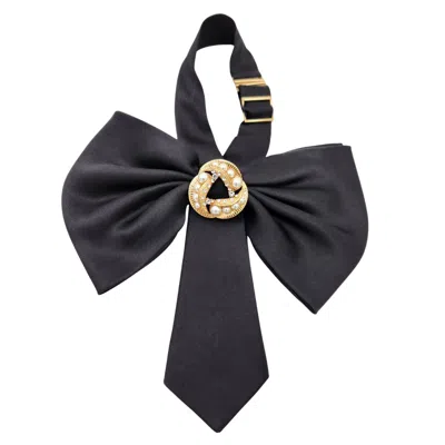 Nandanie Women's Black Jenny Bow-brooch Edition - Golden Pearl Medallion In Blue