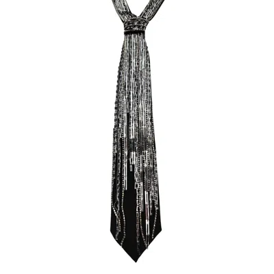 Nandanie Women's Black The Antique Silver Fringe Classic Necktie