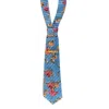 Nandanie Women's Blue Floral Printed Lurex Petite Necktie + Tie Bar In Blue