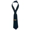 Nandanie Women's Gold / Black Tailored Black Petite Necktie + Tie Bar In Multi