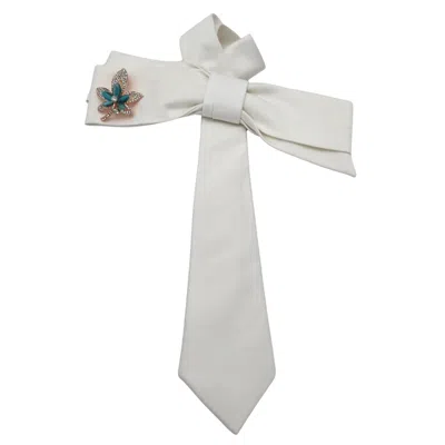 Nandanie Women's Green White Grace Bowtie-brooch Edition - Aqua Crystal Leaf