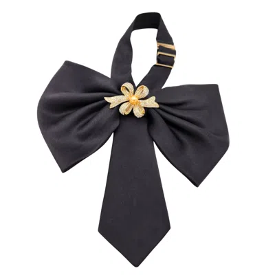 Nandanie Women's Neutrals Black Jenny Bow-brooch Edition - Gilded Crystal Bow In Blue