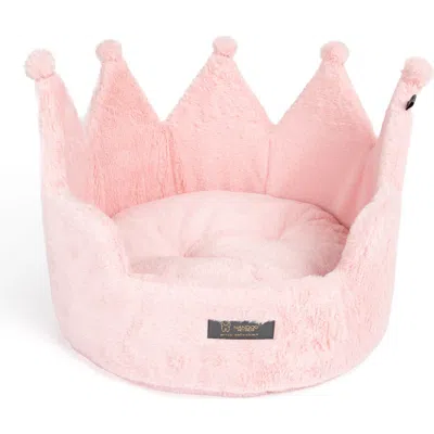 Nandog Pet Gear Crown Dog Bed For Cats & Dogs In Blush Pink