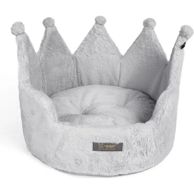 Nandog Pet Gear Crown Dog Bed For Cats & Dogs In Pearl River Gray