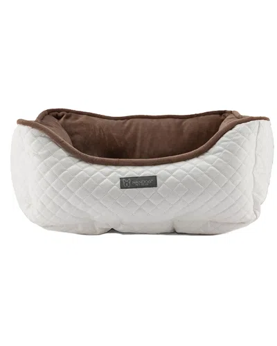 Nandog Reversable Faux Leather White Quilted Bed In Gray