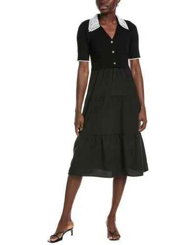 Nanette By Nanette Lepore Mixed Media Midi Dress In Black