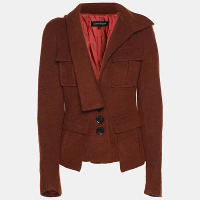 Pre-owned Nanette Leopre Nanette Lepore Cinnabar Tweed Removable Hoodie Blazer S In Red