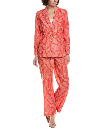 Nanette Lepore 2pc Jacket & Pant Suit Set In Red