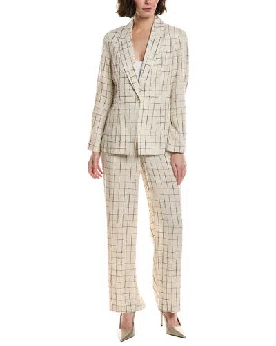 Nanette Lepore 2pc Linen-blend Suit Jacket & Pant In White
