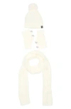 Nanette Lepore 3-piece Rhinestone Scarf, Beanie & Gloves Set In White