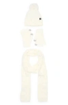 Nanette Lepore 3-piece Faux Pearl Scarf, Beanie & Gloves Set In White