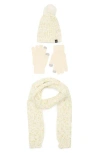 Nanette Lepore 3-piece Metallic Scarf, Beanie & Gloves Set In White