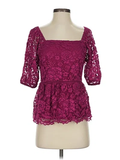 Pre-owned Nanette Lepore 3/4 Sleeve Blouse In Burgundy