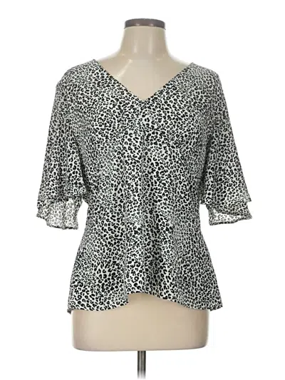 Pre-owned Nanette Lepore 3/4 Sleeve Blouse In Silver