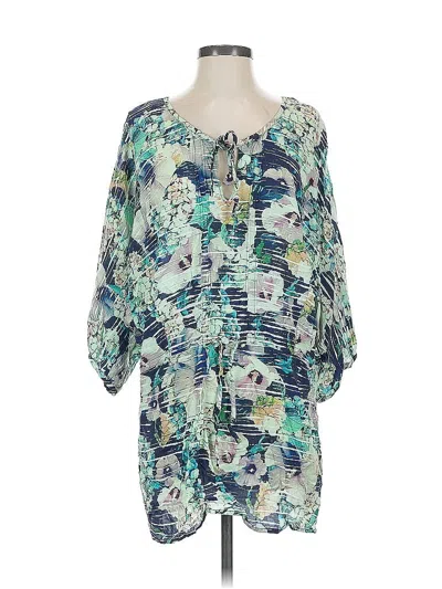 Pre-owned Nanette Lepore 3/4 Sleeve Blouse In Teal