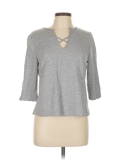 Pre-owned Nanette Lepore 3/4 Sleeve T-shirt In Gray
