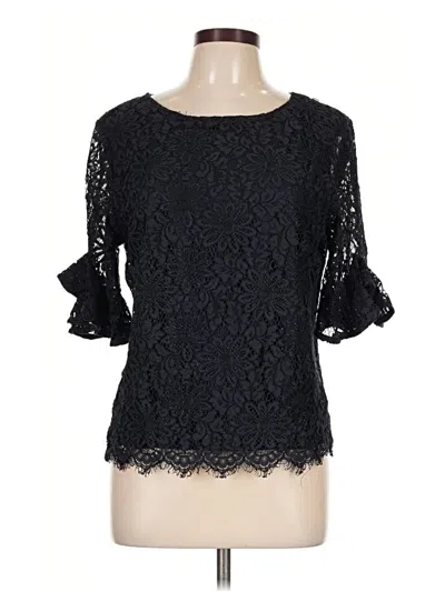 Pre-owned Nanette Lepore 3/4 Sleeve Top Black Boatneck Tops