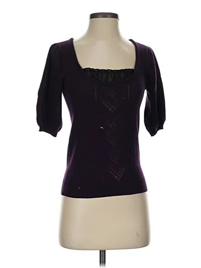 Pre-owned Nanette Lepore 3/4 Sleeve Top Purple Sweetheart Neckline Tops