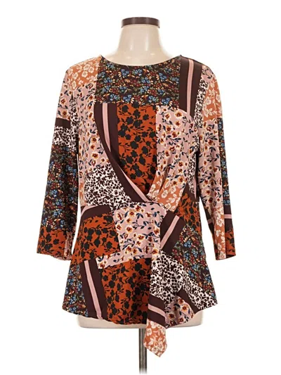 Pre-owned Nanette Lepore 3/4 Sleeve T-shirt In Brown