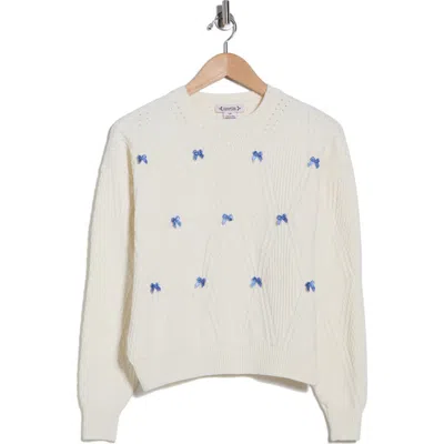 Nanette Lepore 3d Bow Pointelle Sweater In Gray