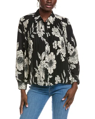 Nanette Lepore Accordion Pleated Shirt In Black