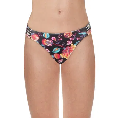 Nanette Lepore Alana Womens Floral Strings Swim Bottom Separates In Black