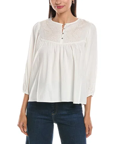 Nanette Lepore Balloon Sleeve Linen-blend Blouse In White